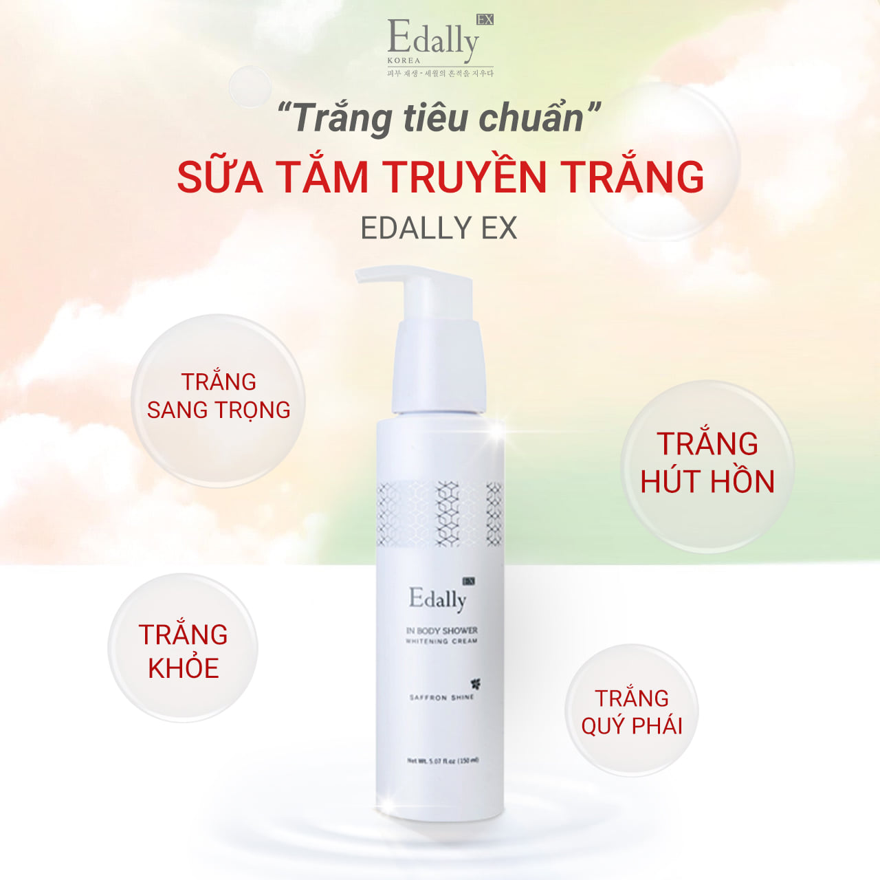 TRẮNG TIÊU CHUẨN CÙNG SỮA TẮM TRUYỀN TRẮNG EDALLY EX